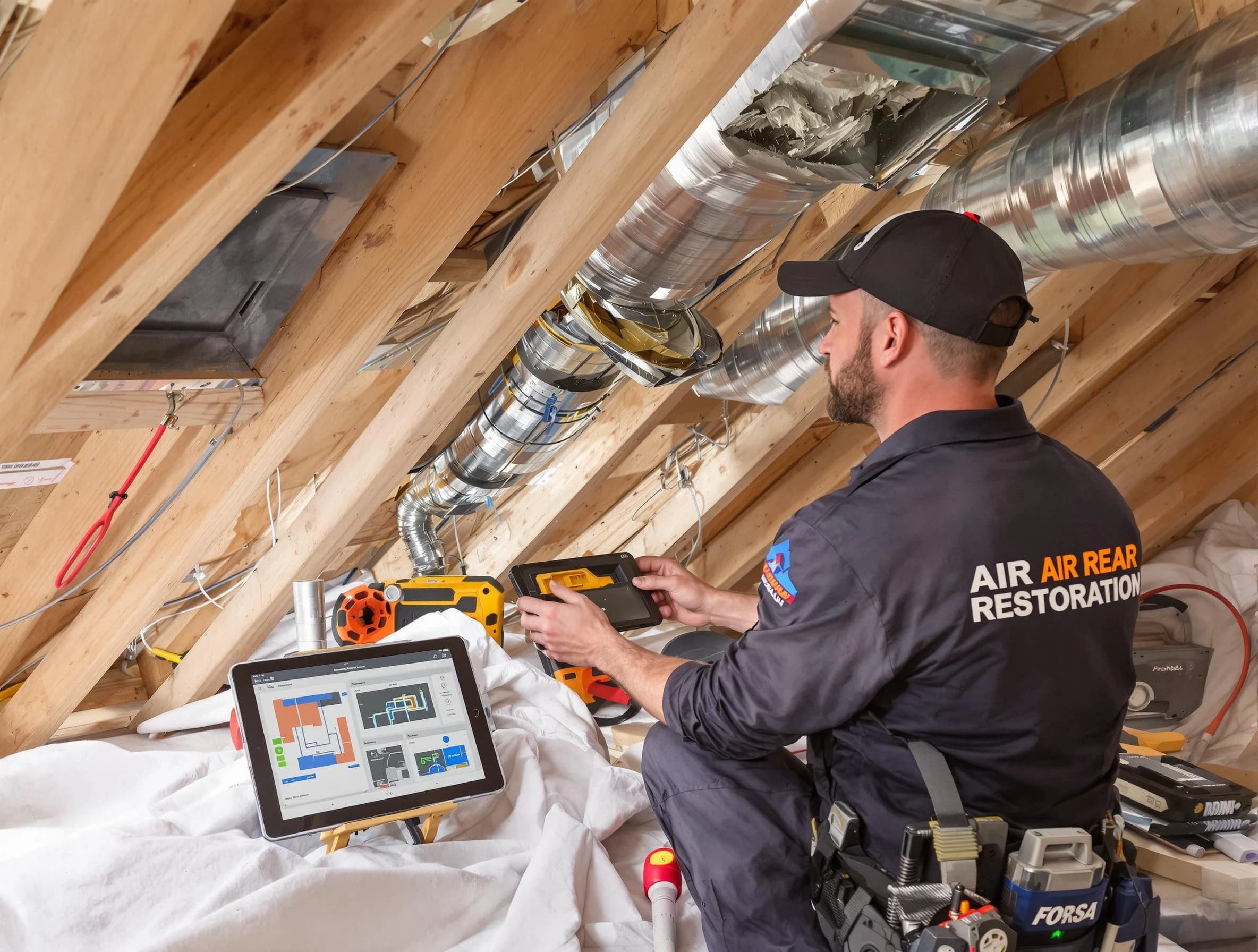 Citrus Park Air Duct Cleaning technician performing precise duct repair work in Citrus Park