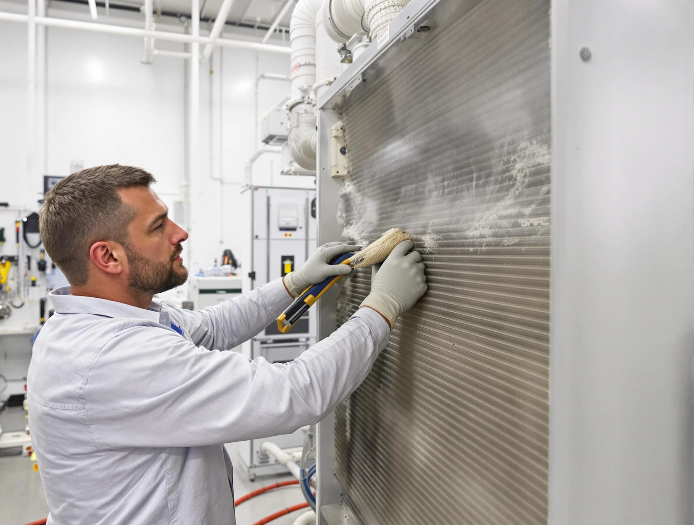 Citrus Park Air Duct Cleaning technician performing precision commercial coil cleaning at a Citrus Park business