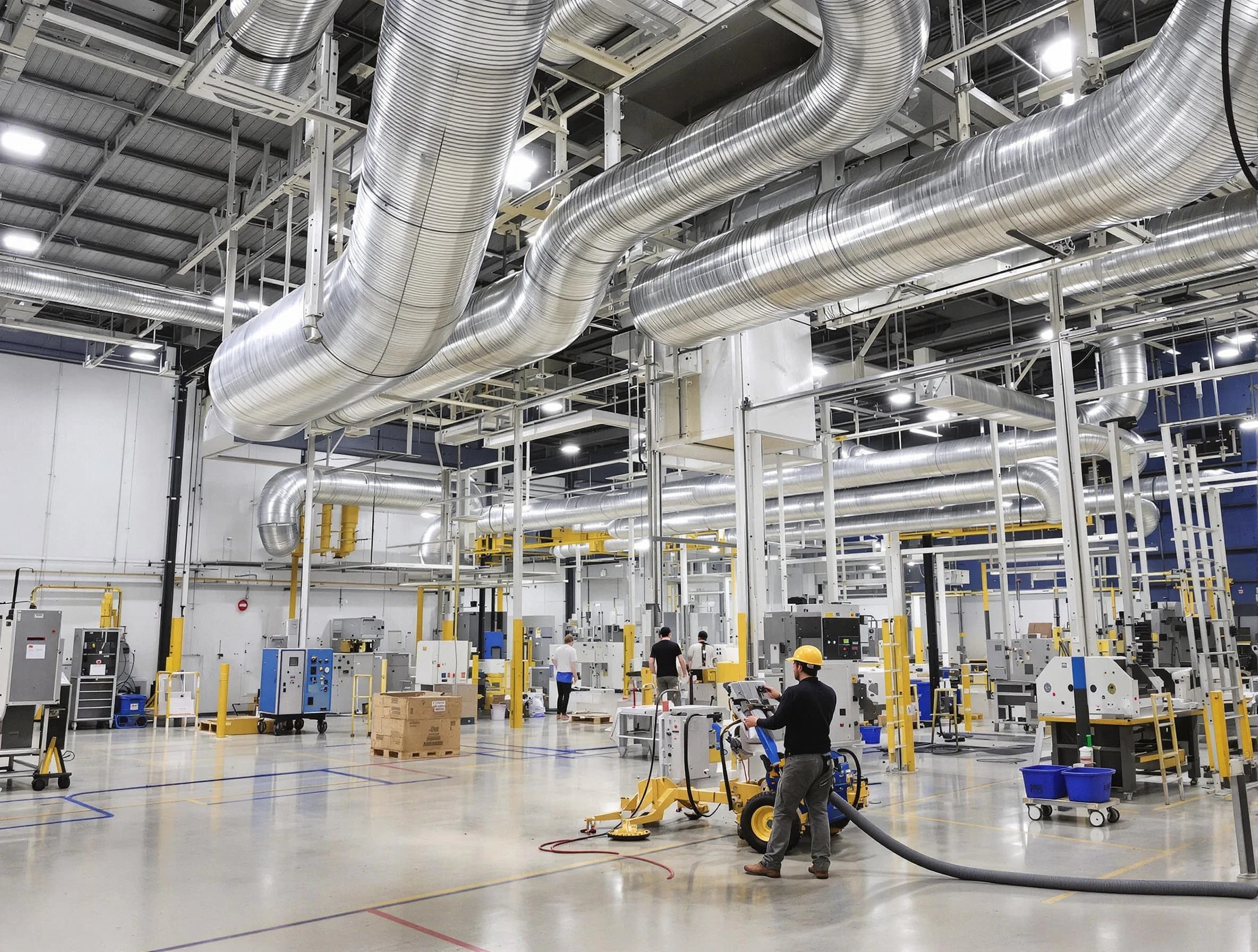 Citrus Park Air Duct Cleaning team performing comprehensive industrial duct cleaning at a large facility in Citrus Park