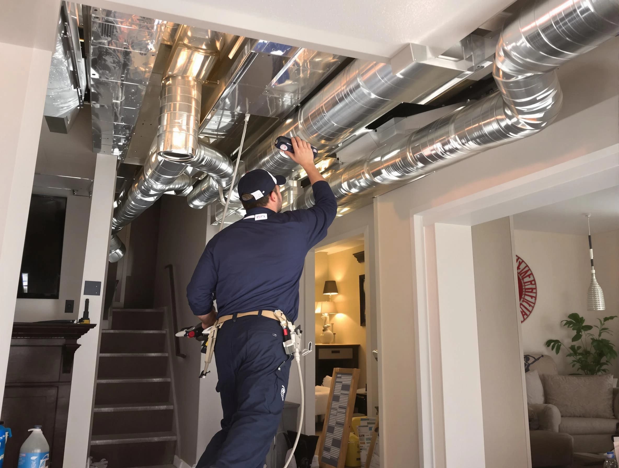 Citrus Park Air Duct Cleaning expert performing specialized duct cleaning in a mobile home in Citrus Park