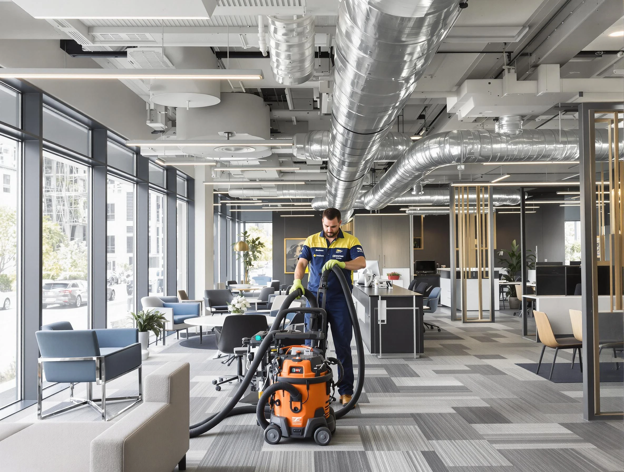 Citrus Park Air Duct Cleaning team performing thorough commercial duct cleaning at a Citrus Park business center